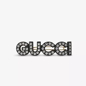 Gucci Crystal Embellished Resin Hair Clip Black